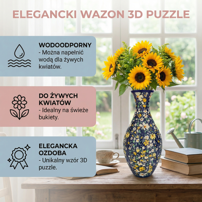 Elegancki wazon 3D puzzle – do prawdziwych kwiatów