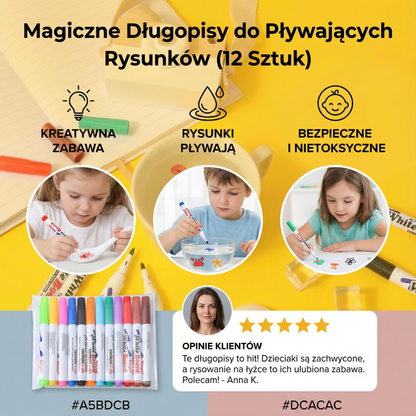 Magiczne długopisy do pływających rysunków (12 sztuk)