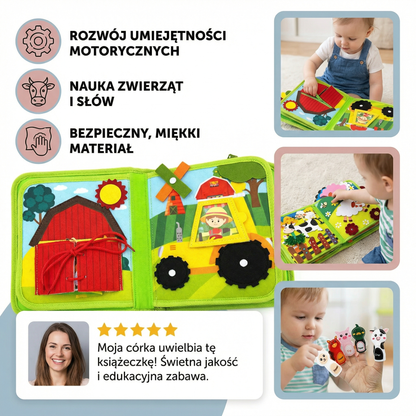 Edukacyjna książka z opowiadaniami o farmie dla maluchów | Książka z miękkiego filcu do nauki zwierząt i umiejętności motorycznych