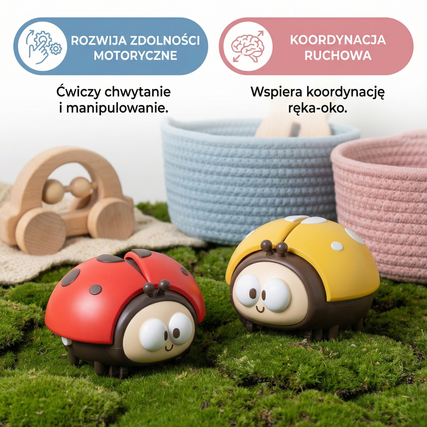 Zawieszka w kształcie biedronki dla niemowląt ⎜ Zabawka w kształcie zwierzątka rozwijająca zdolności motoryczne i koordynację ruchową