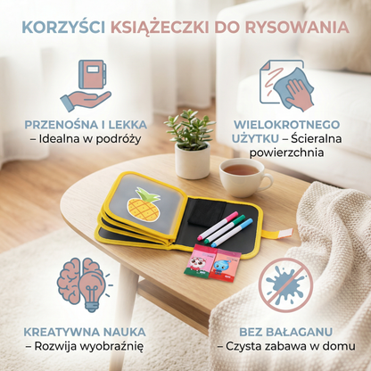 Książeczka do rysowania wielokrotnego użytku dla dzieci | Przenośna ścieralna podkładka do kreatywnej nauki w domu i w podróży
