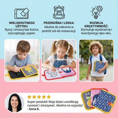 Książeczka do rysowania wielokrotnego użytku dla dzieci | Przenośna ścieralna podkładka do kreatywnej nauki w domu i w podróży