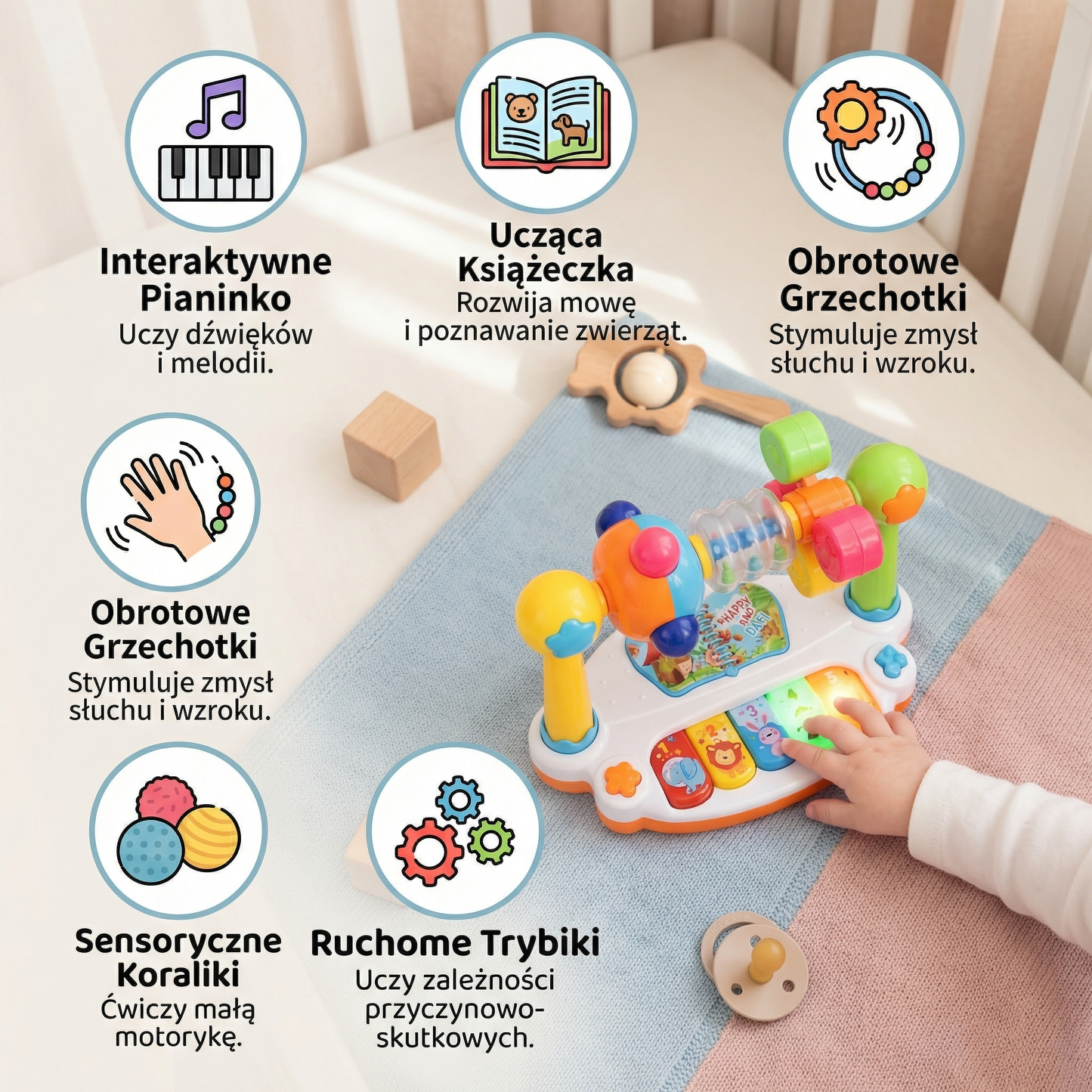 Muzyczna zabawka edukacyjna 5w1 dla niemowląt