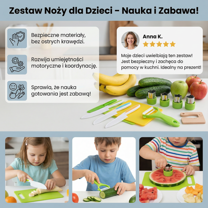 Zestaw noży do krojenia dla dzieci | Bezpieczne i zabawne narzędzia kuchenne do nauki krojenia owoców i warzyw