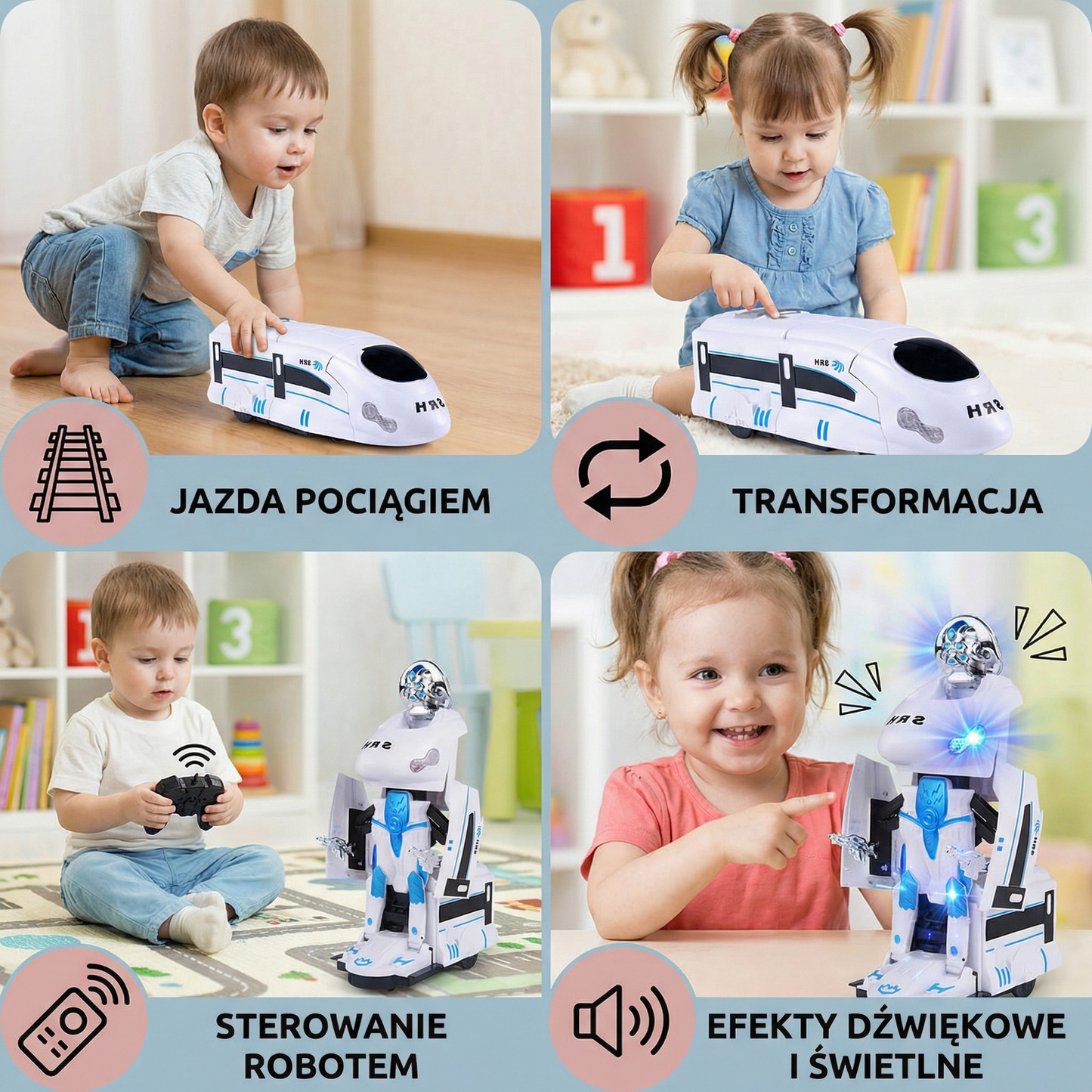 Transformująca się zabawka pociąg-robot