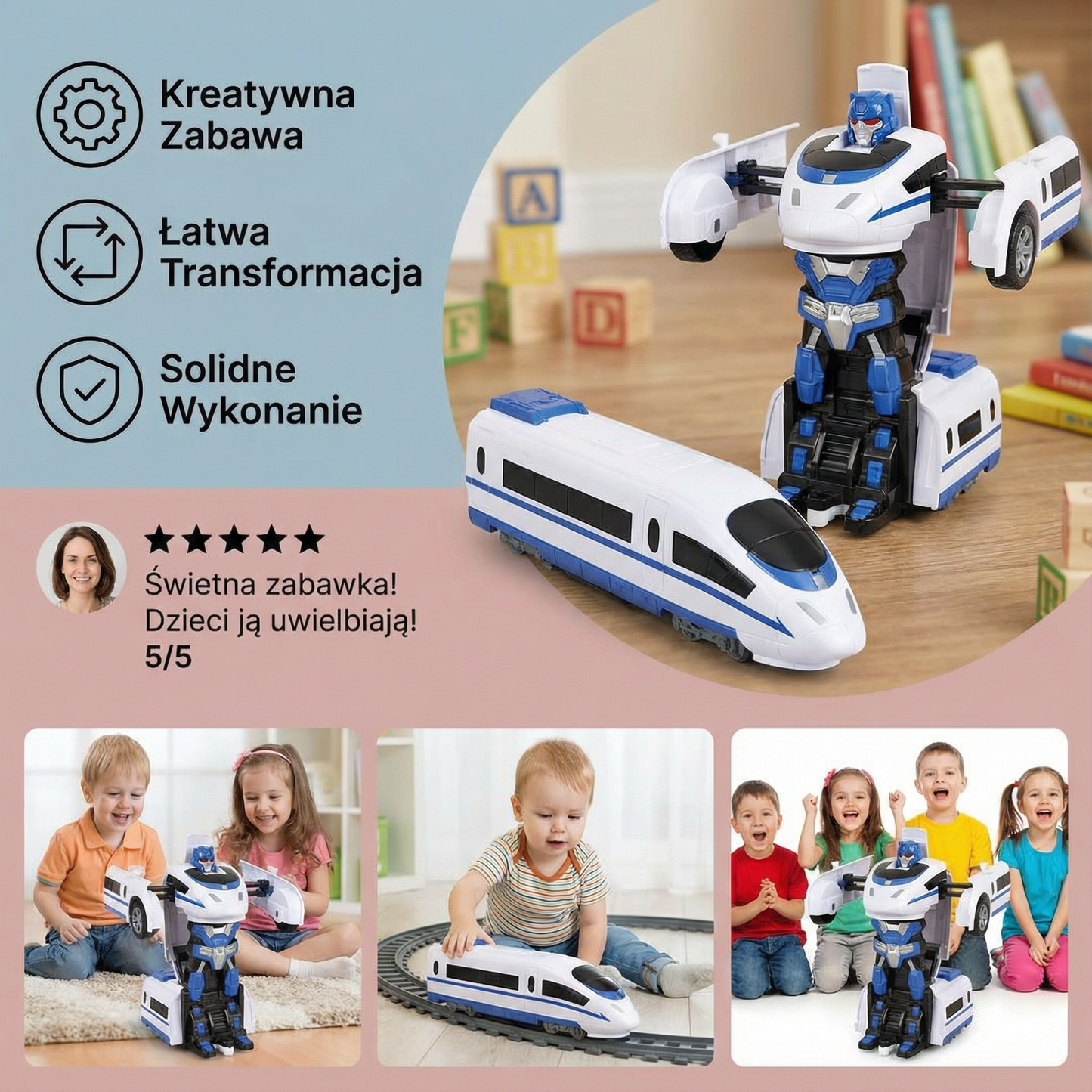 Transformująca się zabawka pociąg-robot