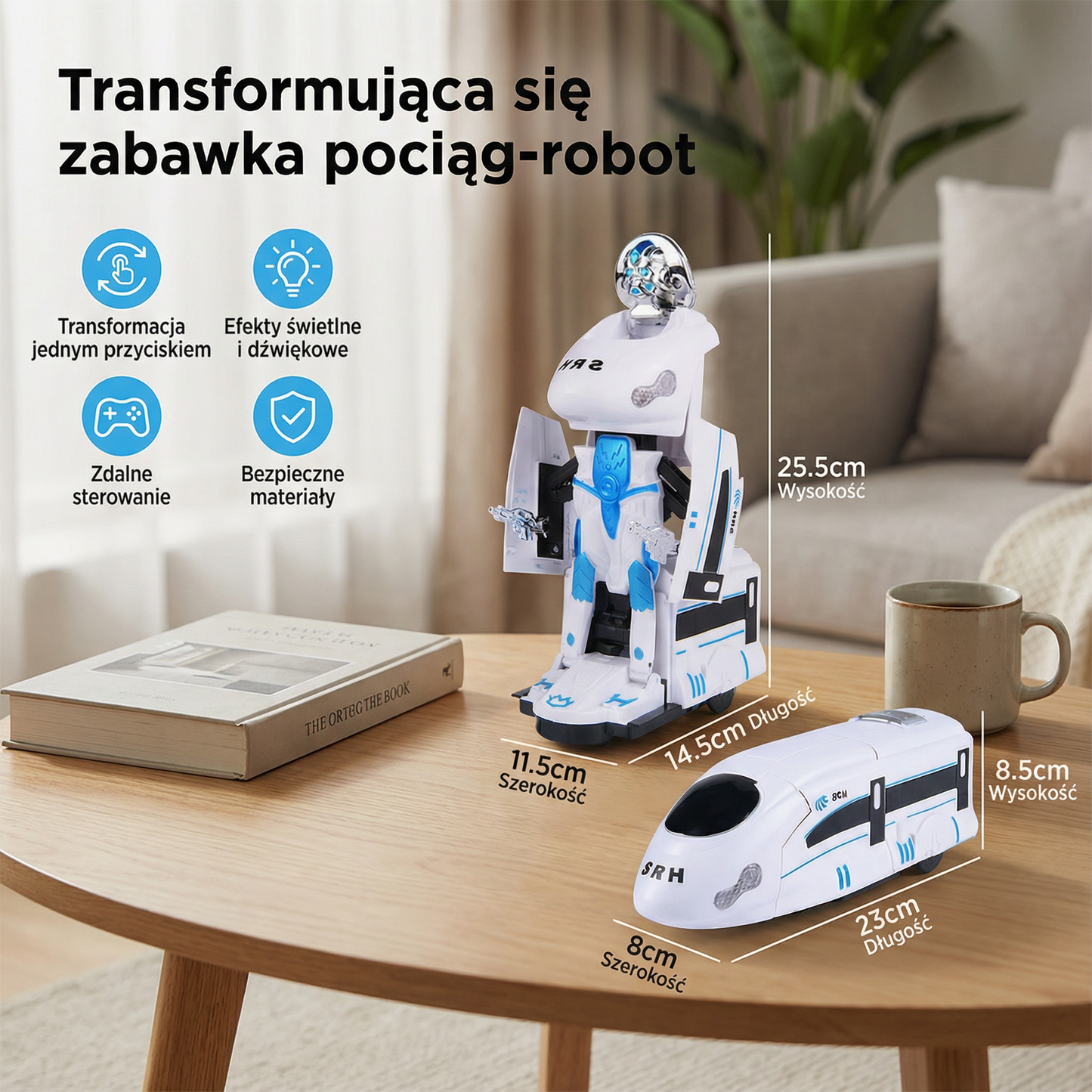 Transformująca się zabawka pociąg-robot