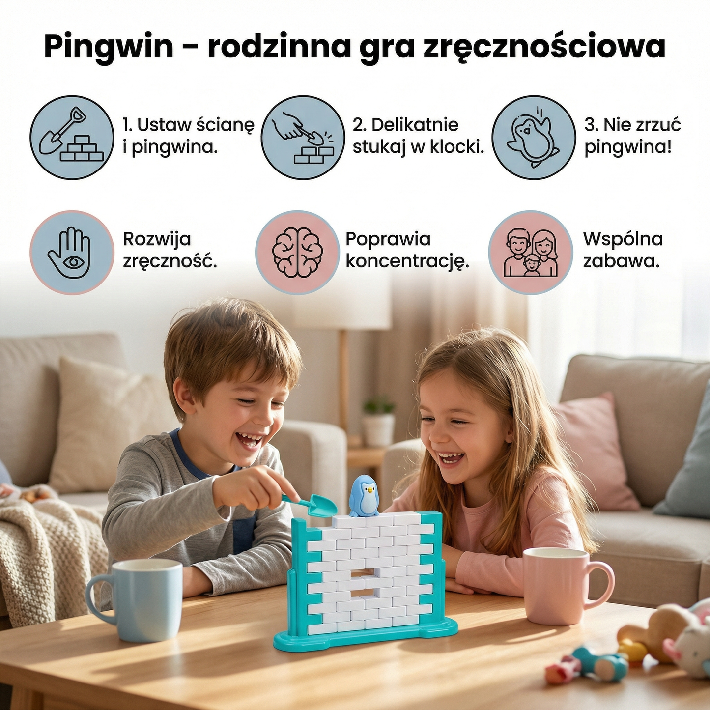 Pingwin – rodzinna gra zręcznościowa z lodową ścianą