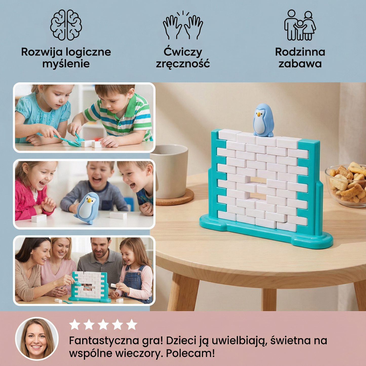 Pingwin – rodzinna gra zręcznościowa z lodową ścianą