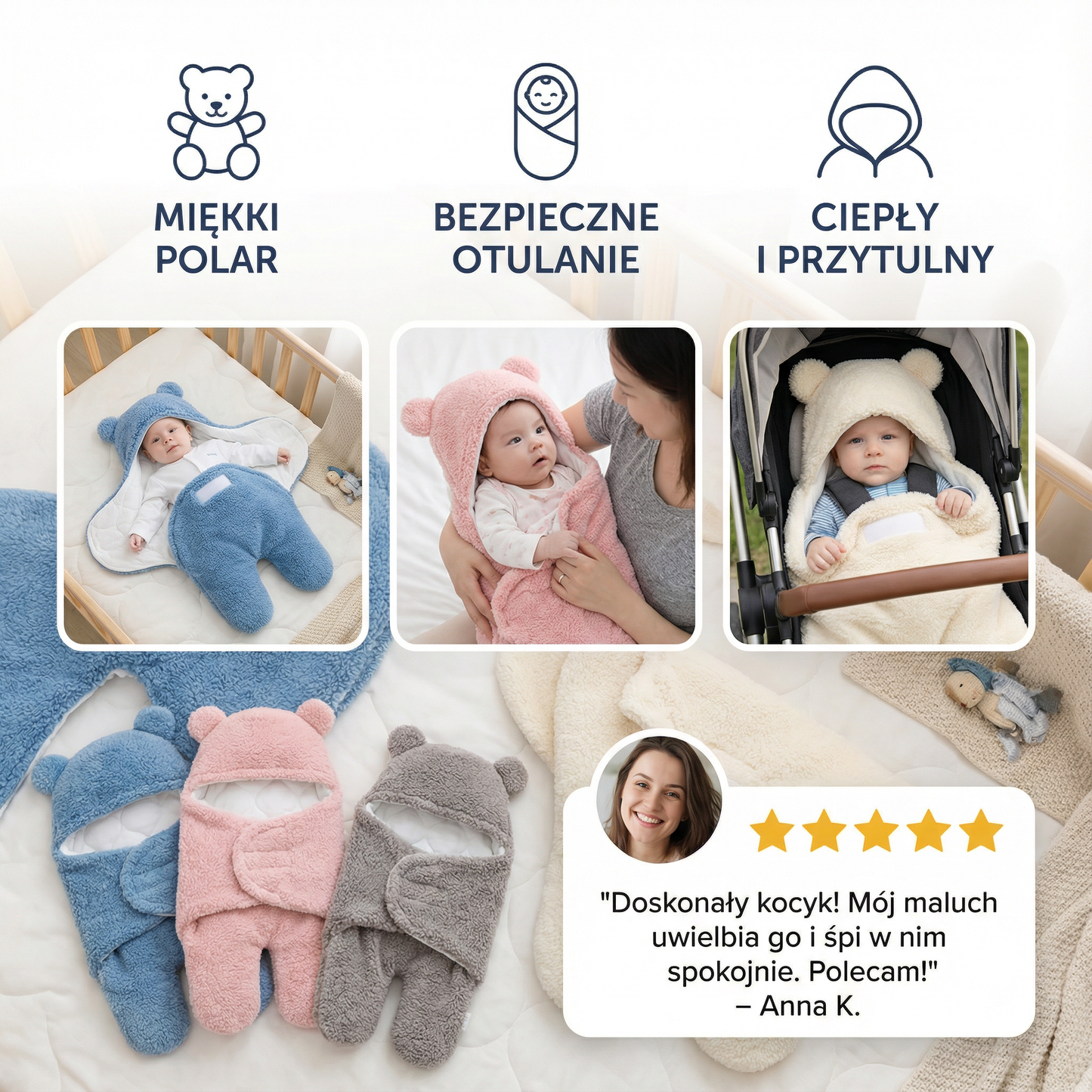 Kocyk i pajacyk dla niemowląt w misie