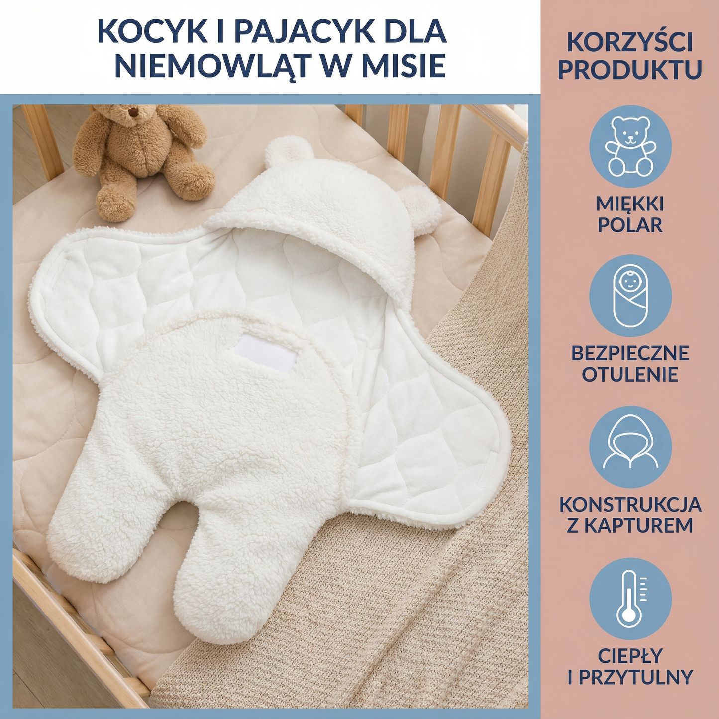 Kocyk i pajacyk dla niemowląt w misie