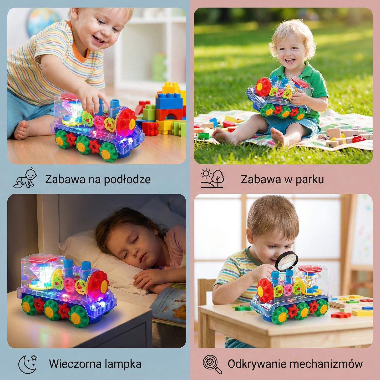Tańcząca i świecąca lokomotywa muzyczna