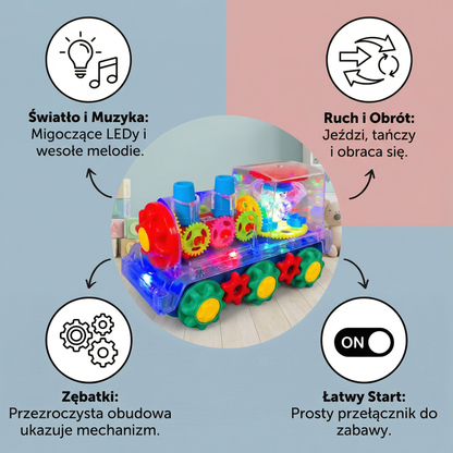 Tańcząca i świecąca lokomotywa muzyczna