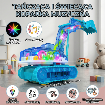 Tańcząca i świecąca koparka muzyczna