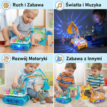 Tańcząca i świecąca koparka muzyczna