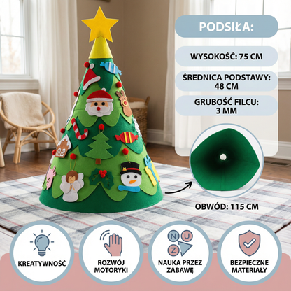 Montessori 3D filcowa choinka