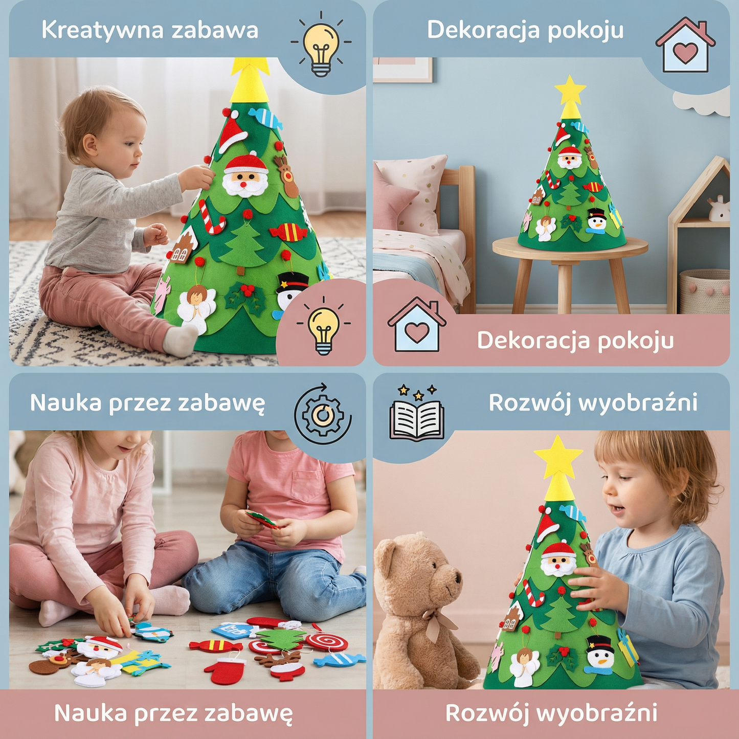 Montessori 3D filcowa choinka