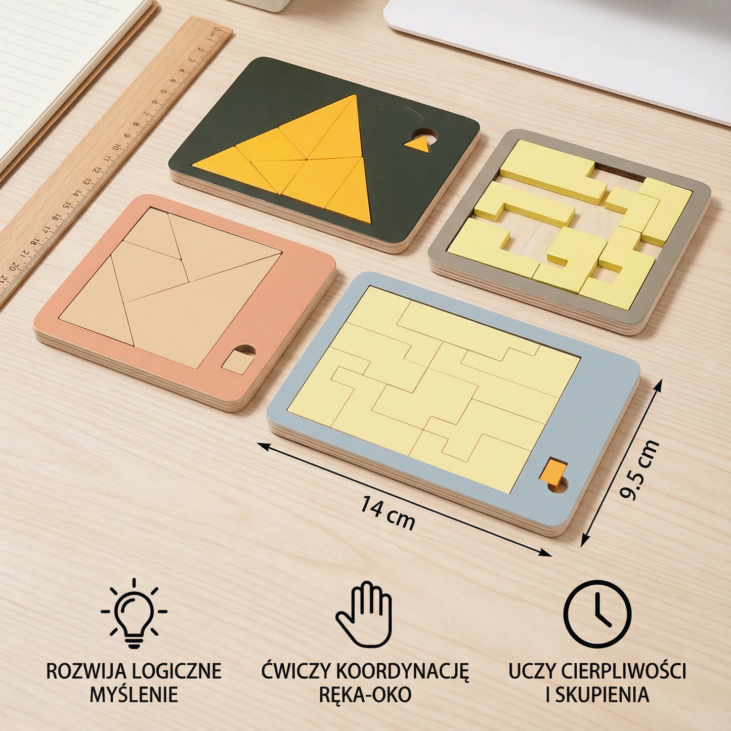Drewniana układanka logiczna Tangram