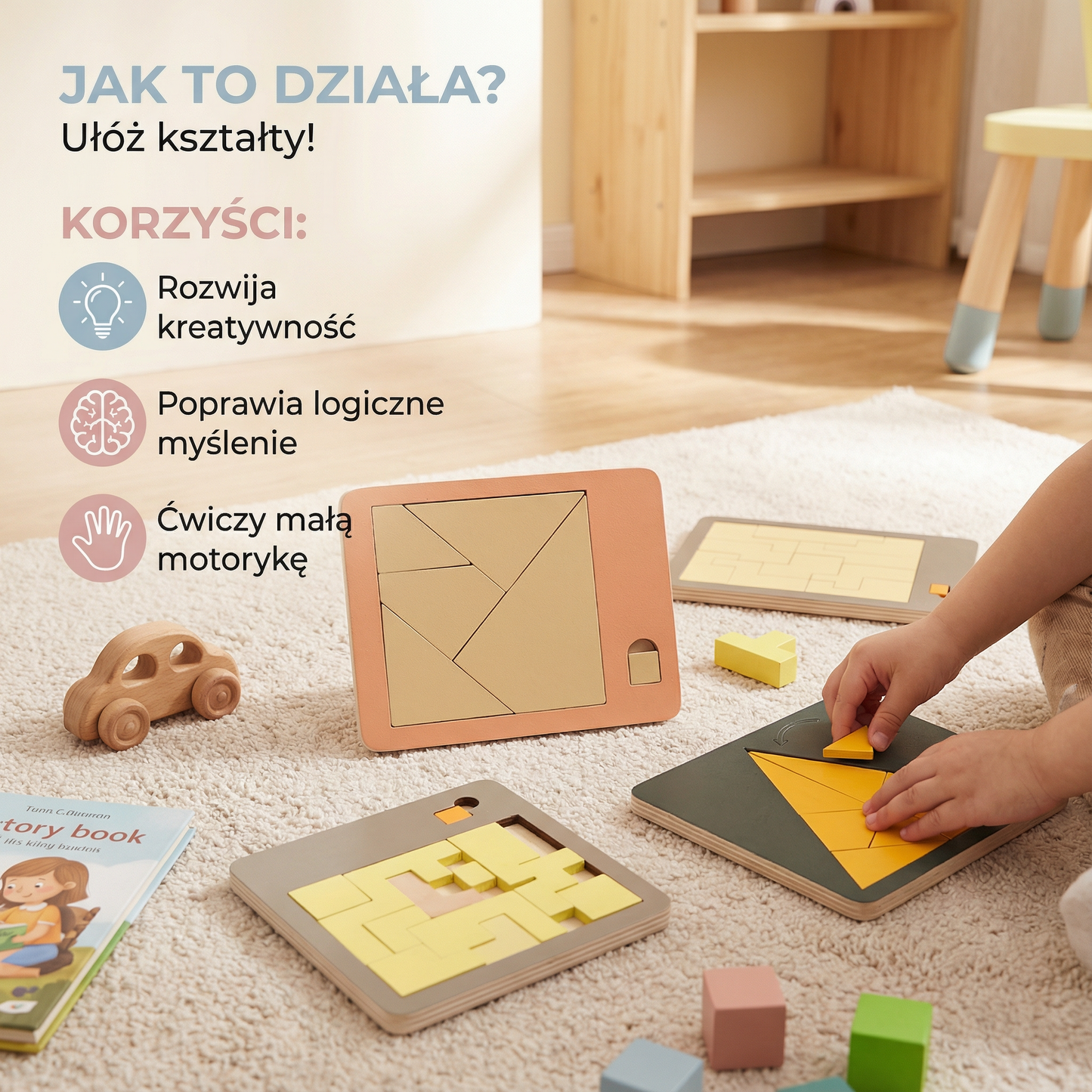 Drewniana układanka logiczna Tangram