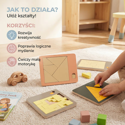 Drewniana układanka logiczna Tangram