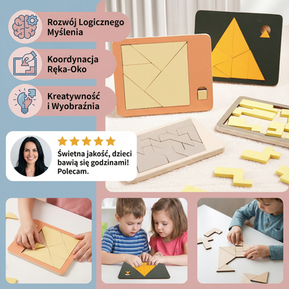 Drewniana układanka logiczna Tangram