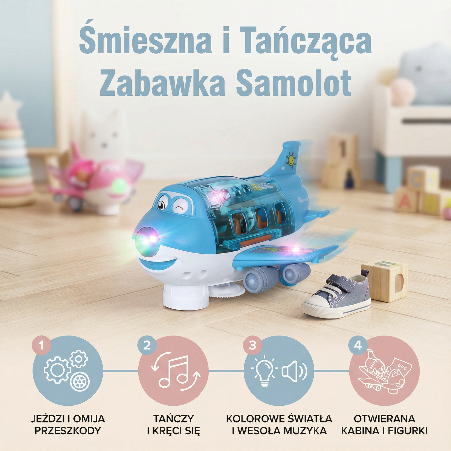 Śmieszna i tańcząca zabawka samolot