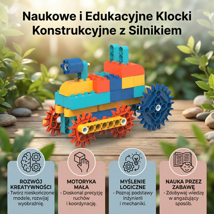 Naukowe i edukacyjne klocki konstrukcyjne z silnikiem
