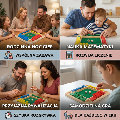 Rodzinna gra Shut The Box – Zestaw dla 4 graczy