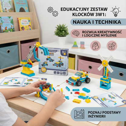 Edukacyjny zestaw klocków 3w1 nauka i technika