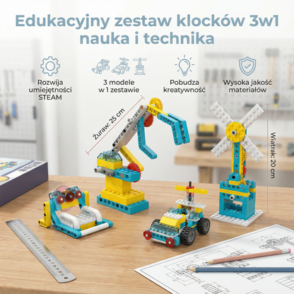 Edukacyjny zestaw klocków 3w1 nauka i technika