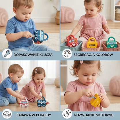 Montessori klucze i zamki – kolory i wzory