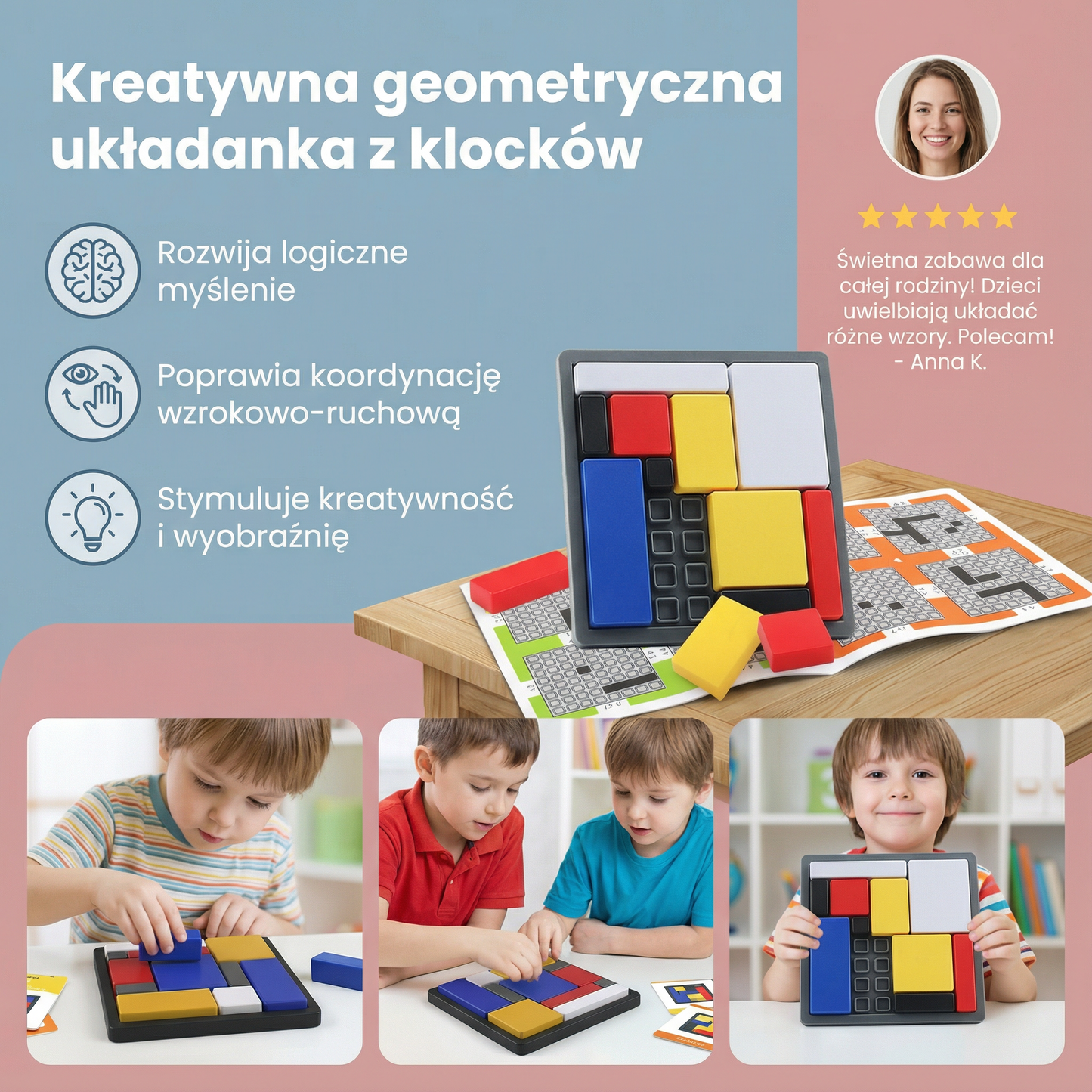 Kreatywna geometryczna układanka z klocków