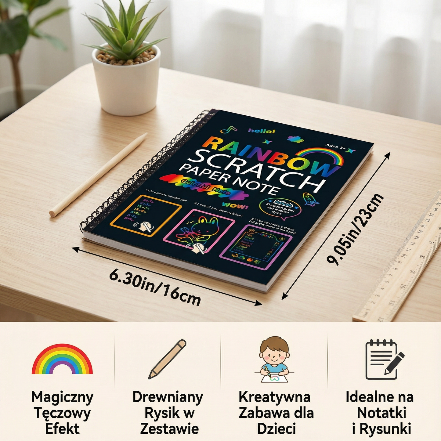Magiczny tęczowy papier do drapania