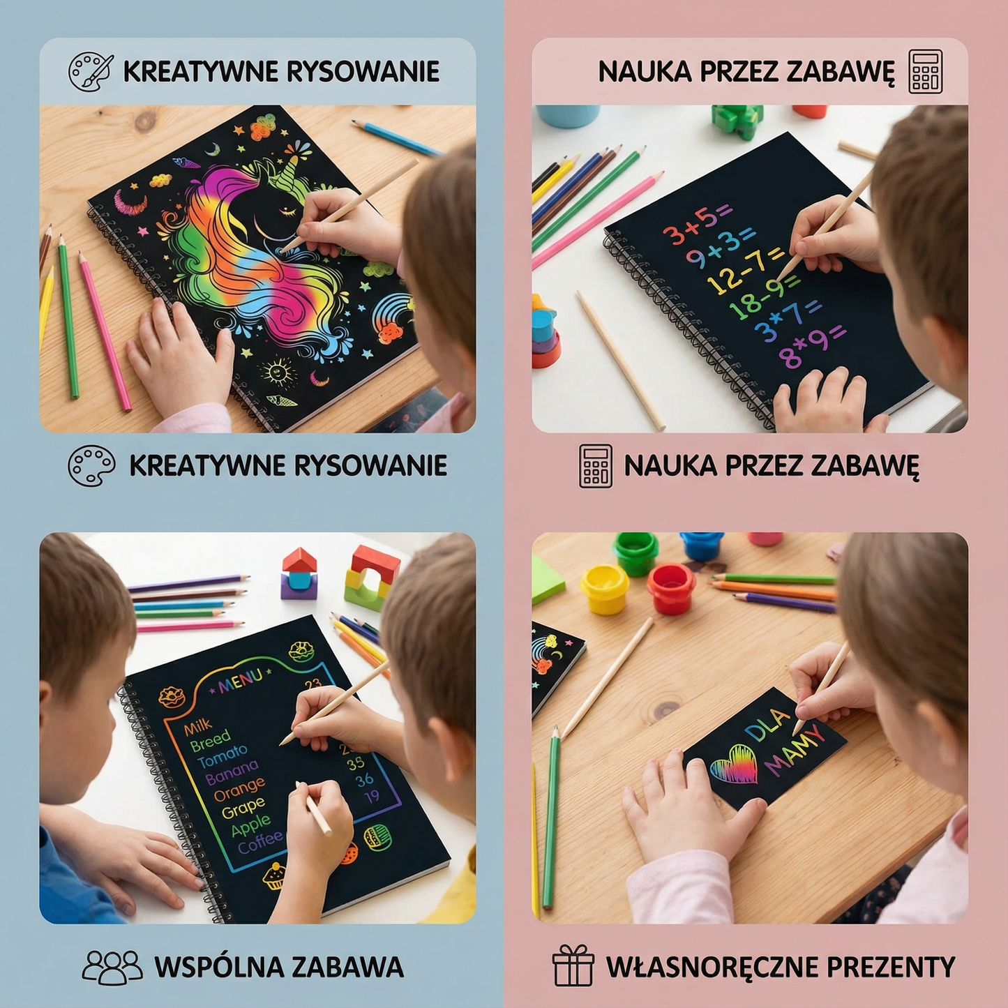 Magiczny tęczowy papier do drapania