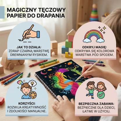 Magiczny tęczowy papier do drapania