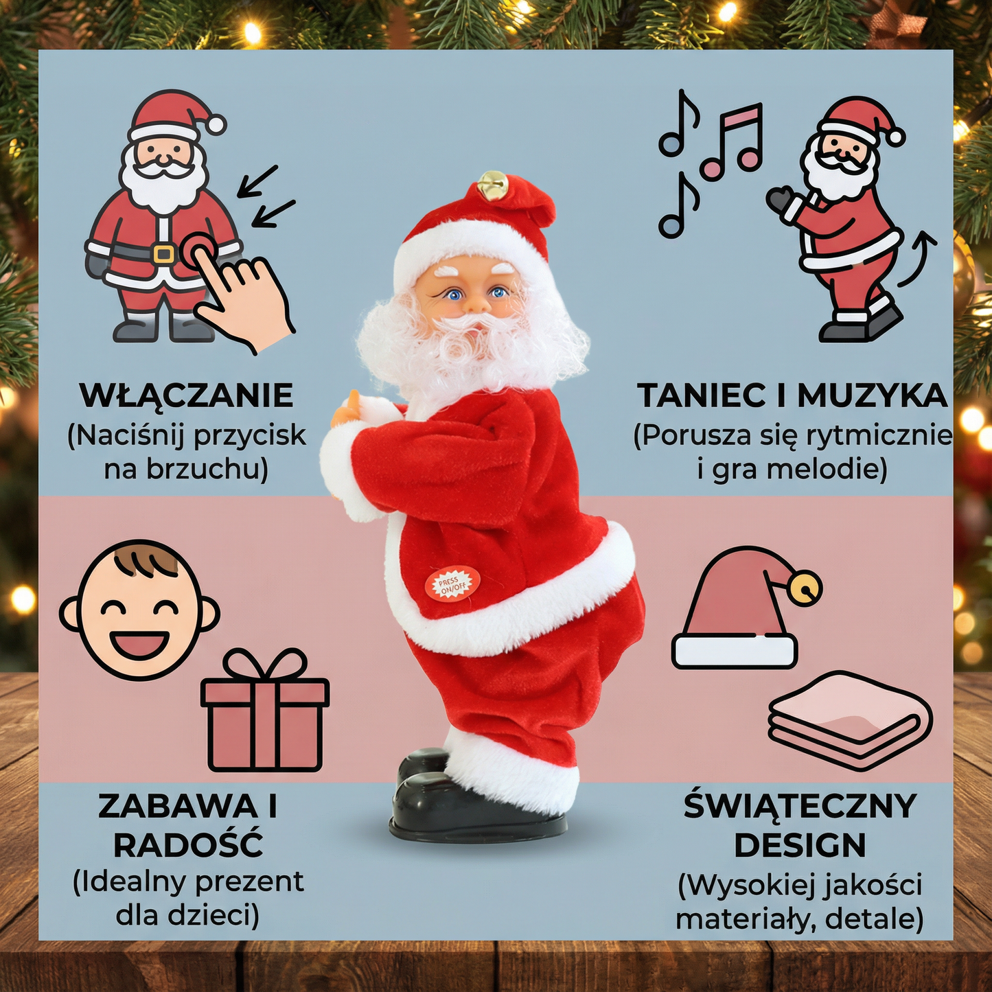 Zabawka świąteczna tańczący mikołaj dla dzieci
