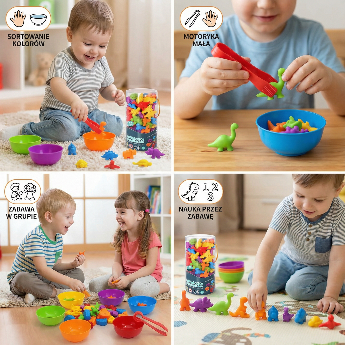 Kolorowa gra sortująca montessori