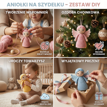 Aniołki na szydełku – zestaw DIY