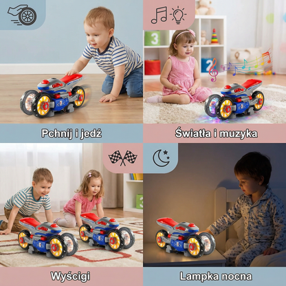 Tańczący motocykl ze światłami i muzyką