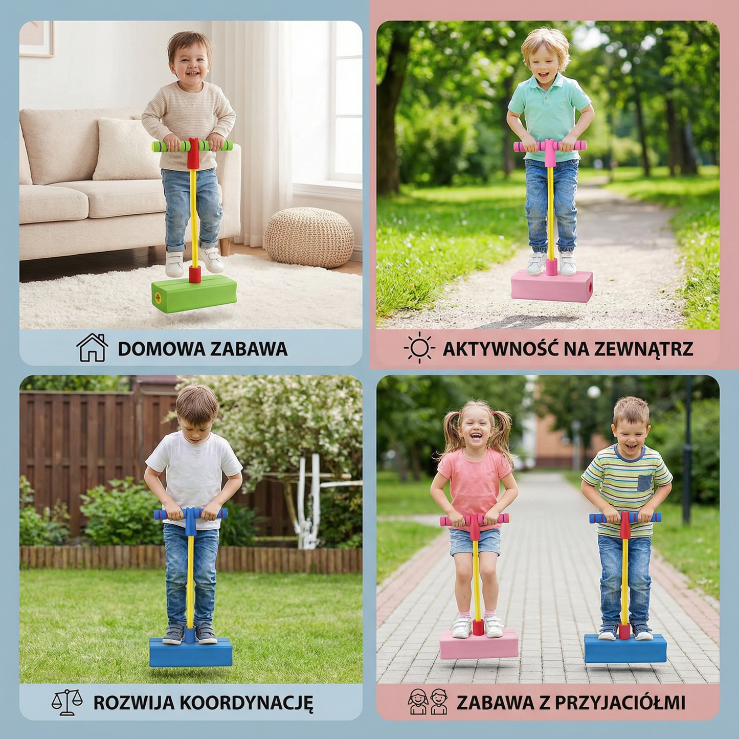 Pogostick piankowy dla dzieci – zabawka do skakania w domu i na zewnątrz