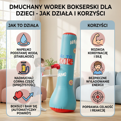 Dmuchany worek bokserski dla dzieci z napełnianą wodą podstawą