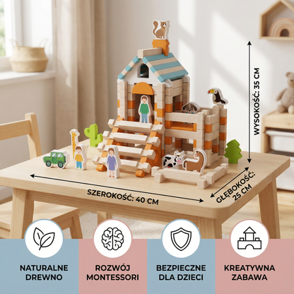 Zestaw drewnianych klocków montessori – naturalna zabawa w układanie i budowanie