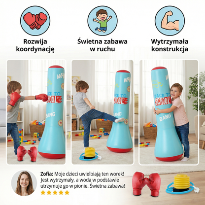 Dmuchany worek bokserski dla dzieci z napełnianą wodą podstawą