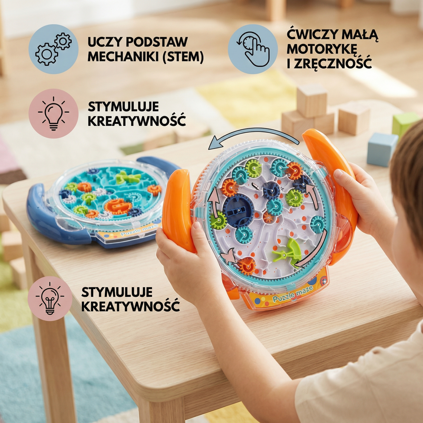 Koło labiryntowe 3D – Gra zręcznościowa i edukacyjna