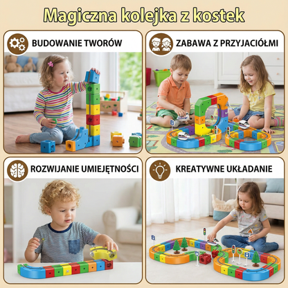 Magiczna kolejka z kostek – zabawka dla dzieci