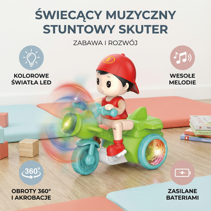 Świecący muzyczny stuntowy skuter dla dzieci