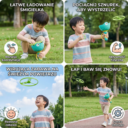 Zabawka – wirujący śmigłowiec z napędem na sznurek