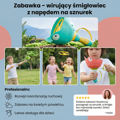 Zabawka – wirujący śmigłowiec z napędem na sznurek