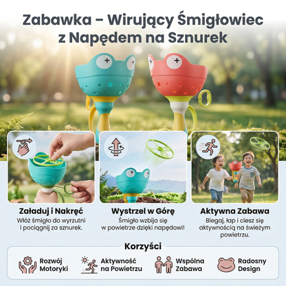 Zabawka – wirujący śmigłowiec z napędem na sznurek