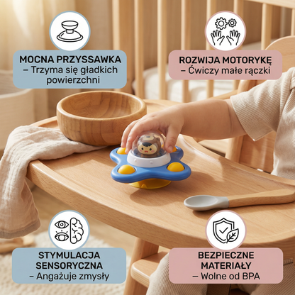 Montessori wirujący spinner z przyssawką – obrotowa zabawka edukacyjna